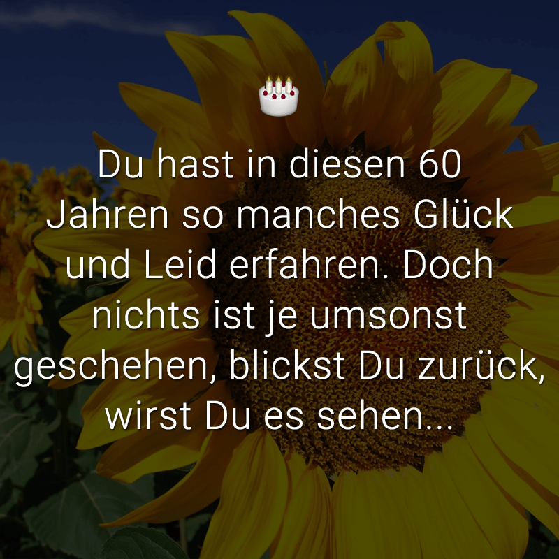ᐅ Du hast in diesen 60 Jahren so manches Glück und Leid erfahren. Doch