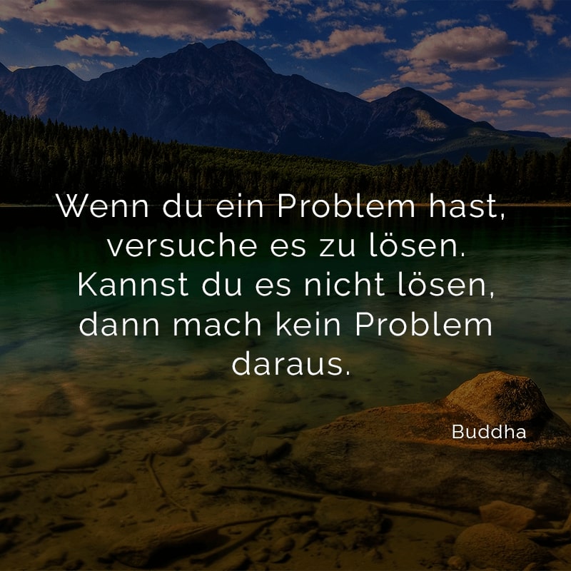 Wenn du ein Problem hast, versuche es zu lösen. Kannst du es nicht lösen, dann mach kein Problem daraus.
(Buddha)
