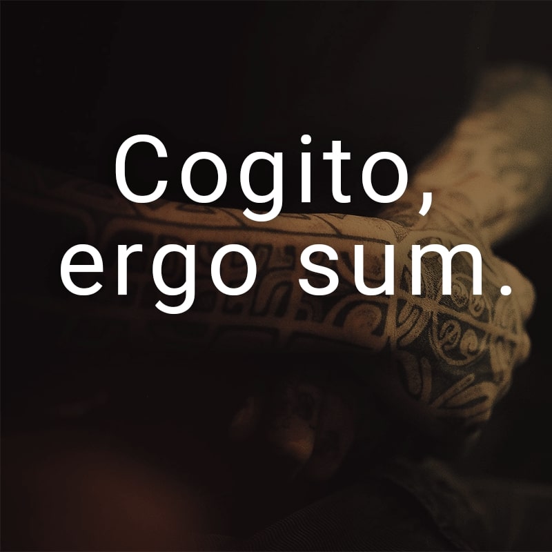 Cogito, ergo sum. (Lateinisch für: Ich denke, also bin ich.)