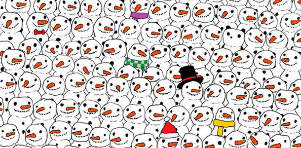 Achtung, du hast nur 45 SEKUNDEN!!! Was versteckt sich zwischen den Schneemännern?