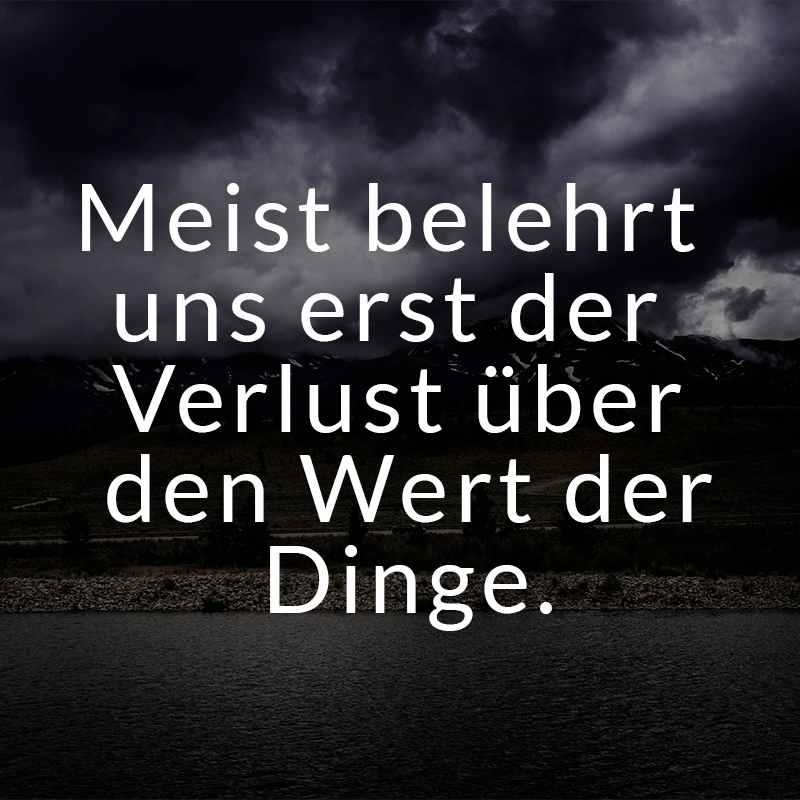 ᐅ Meist belehrt uns erst der Verlust über den Wert der Dinge.