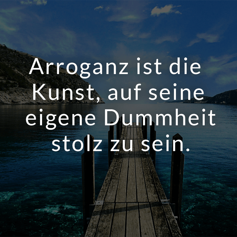 ᐅ Arroganz ist die Kunst, auf seine eigene Dummheit stolz zu sein.