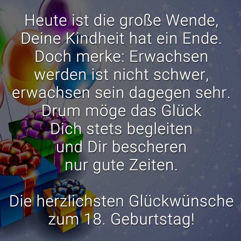 Glückwünsche zum 18. Geburtstag: Beliebt, lustig & kreativ