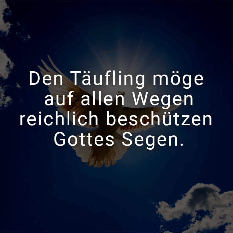Den Täufling möge auf allen Wegen
reichlich beschützen Gottes Segen.