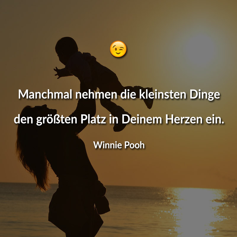 Manchmal nehmen die kleinsten Dinge den größten Platz in Deinem Herzen ein.
(Winnie Pooh)
