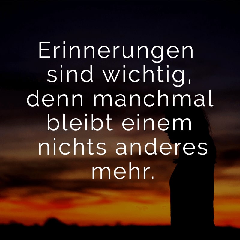 Erinnerungen sind wichtig, denn manchmal bleibt einem nichts anderes mehr.