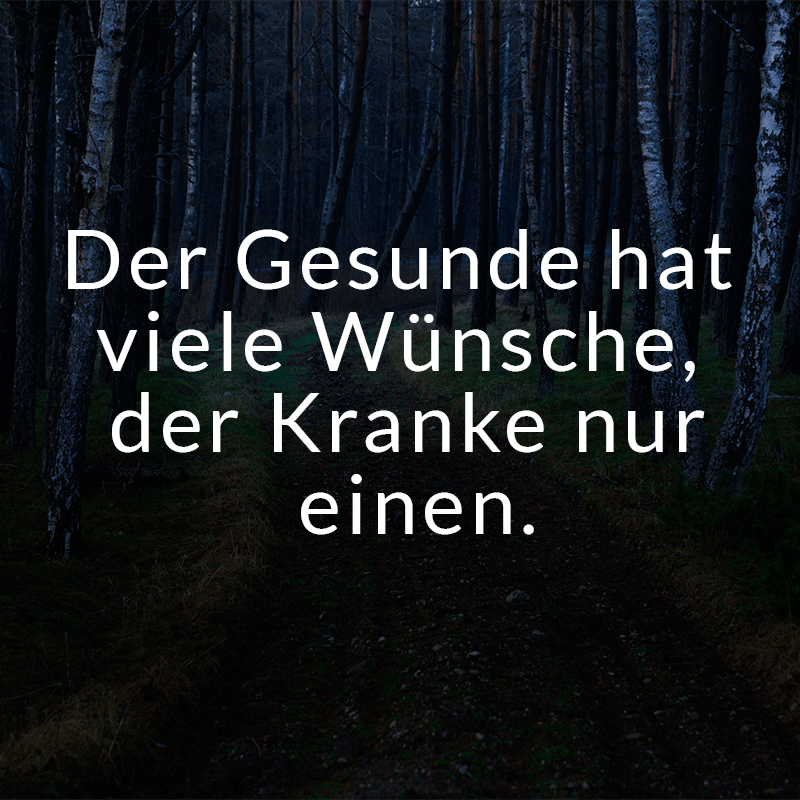 ᐅ Der Gesunde hat viele Wünsche, der Kranke nur einen.
