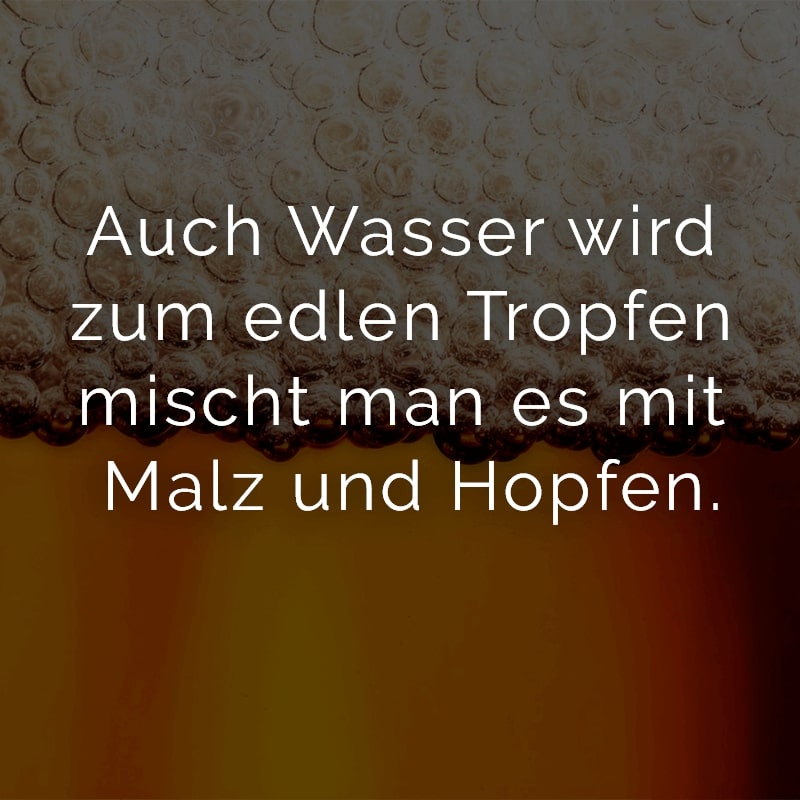 Auch Wasser wird zum edlen Tropfen mischt man es mit Malz und Hopfen.