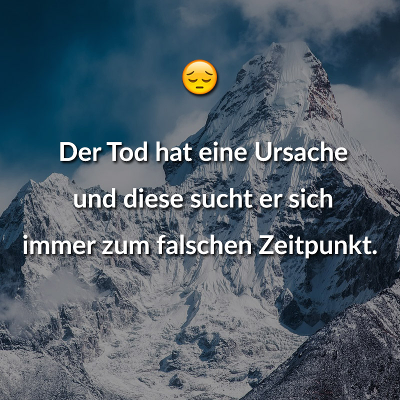 Der Tod hat eine Ursache und diese sucht er sich immer zum falschen Zeitpunkt.