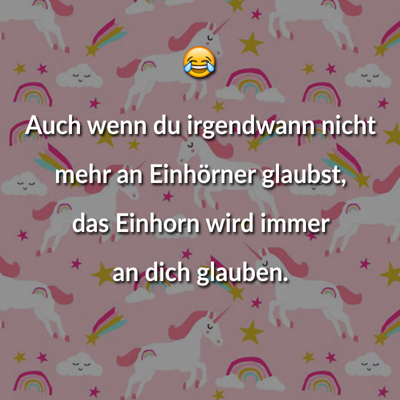 Auch wenn du irgendwann nicht mehr an Einhörner glaubst, das Einhorn wird immer an dich glauben.