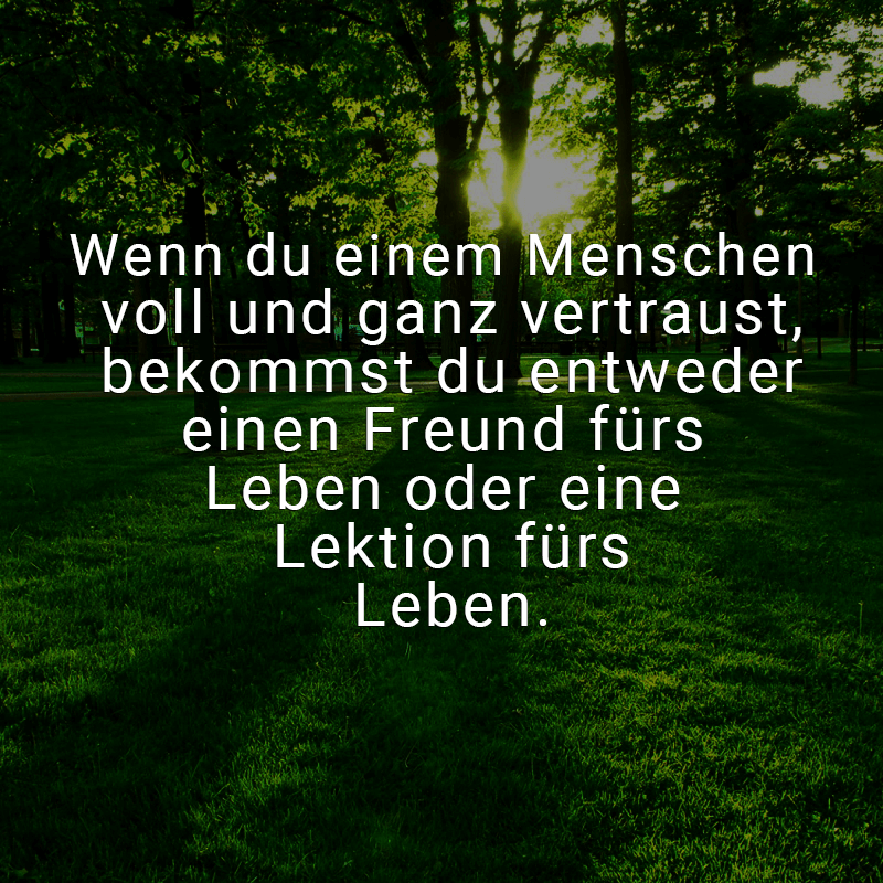 ᐅ Wenn du einem Menschen voll und ganz vertraust, bekommst du entweder