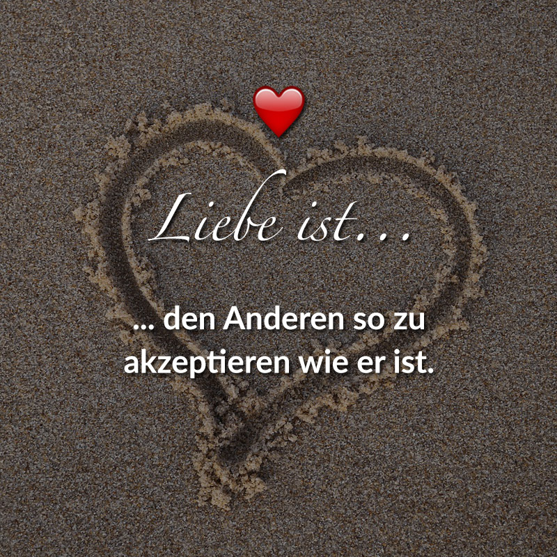 Liebe ist...
den Anderen so zu akzeptieren wie er ist.