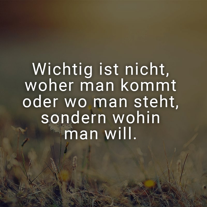 Wichtig ist nicht, woher man kommt oder wo man steht, sondern wohin man will.