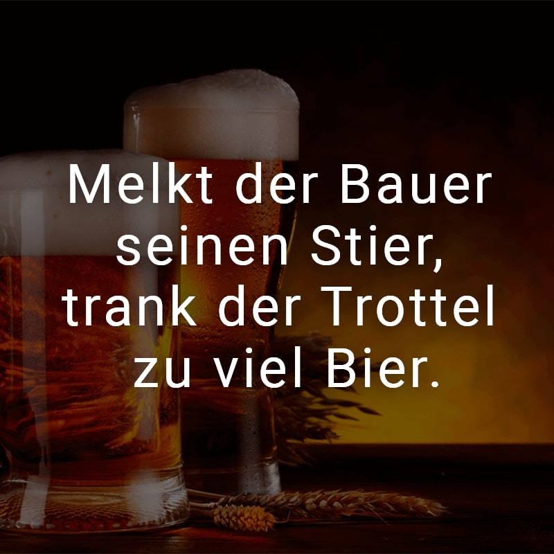 Melkt der Bauer seinen Stier, trank der Trottel zu viel Bier.