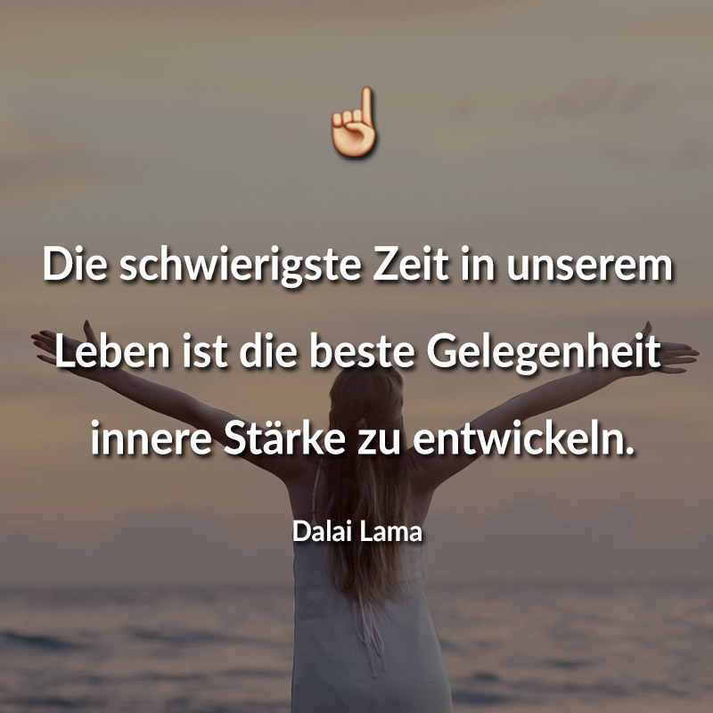Die schwierigste Zeit in unserem Leben ist die beste Gelegenheit, innere Stärke zu entwickeln. (Dalai Lama)
